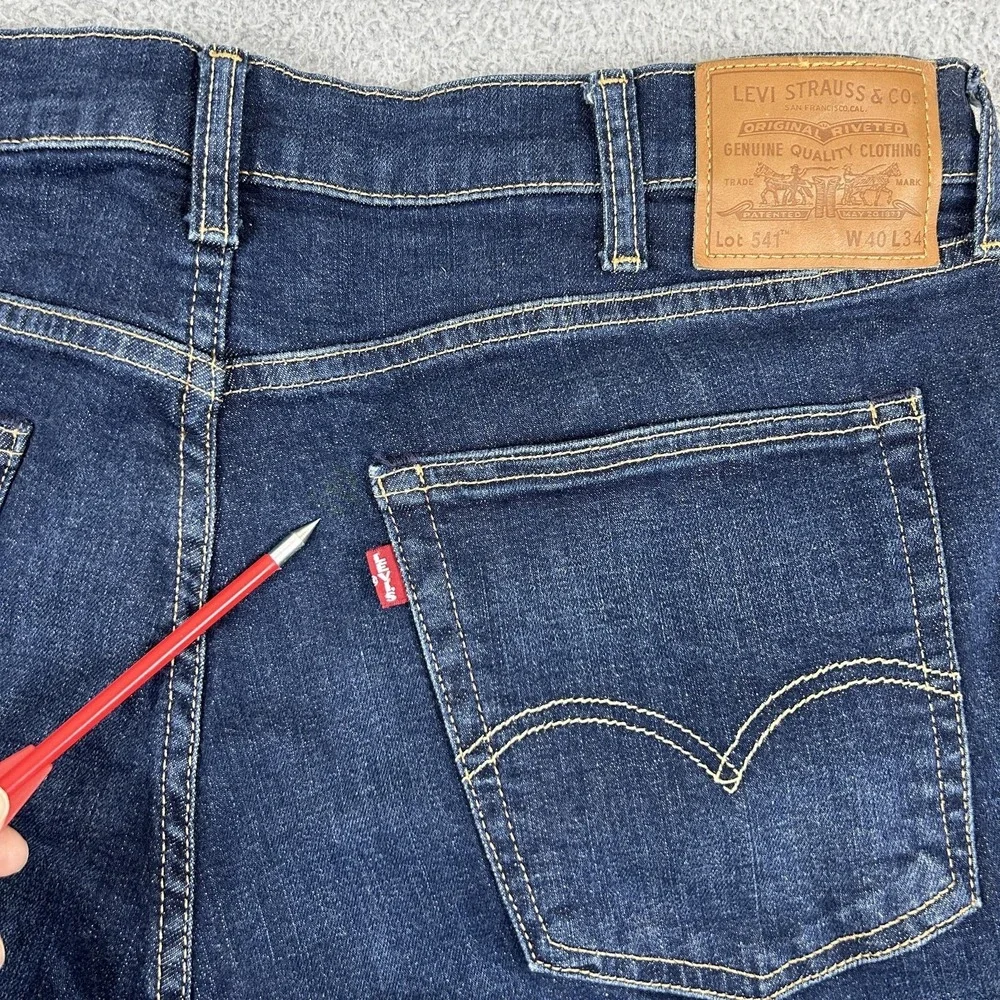 Levis 541 Jeans Mens 40x34 Blue Denim Taper Stretch Premium Big‎ E
